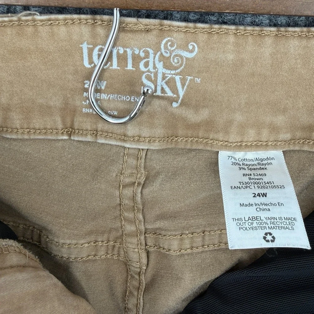 Terra & Sky cargo pants brown khaki womens 24W 2X 3X skater grunge y2k plus size